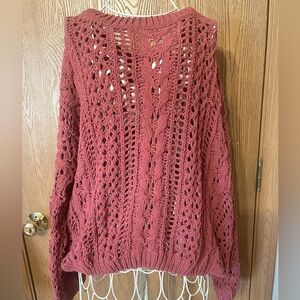 Pink Chunky Cable Knit Sweater